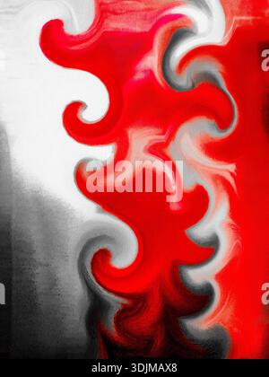 Dynamic red and wavy liquid composition Stock Photo
