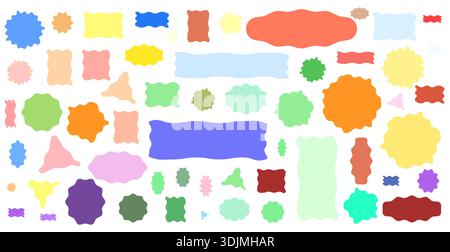 Set of colorful wavy geometric shapes. Pastel triangles, circles and hexagons for modern layouts, pattern making and abstract compositions. Multi form silhouette vector illustration. Stock Vector