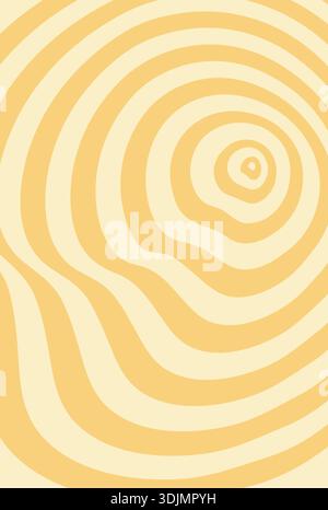 Psychedelic retro groovy hippie yellow pattern background. Seamless vector pattern of concentric circles on a light background with playful aesthetic for funky fashion or Y2K nostalgia Stock Vector