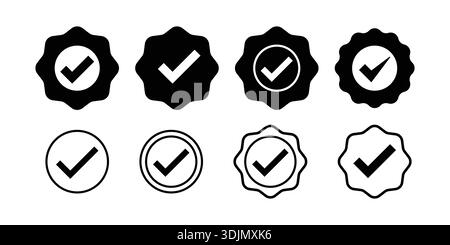 Collection Of Checkmark Badges In Different Styles For Verification And Approval. Stock Vector