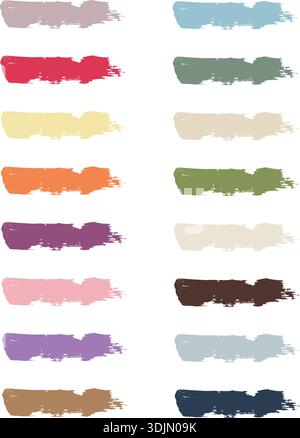 Textured Vector Brush Strokes Set in Modern Earthy and Vibrant Colors for Artistic Digital Design Stock Vector