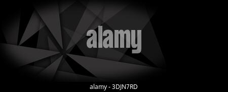 Modern dark gray abstract background featuring overlapping geometric triangles and sharp polygonal shapes with subtle gradients. Sleek professional wi Stock Photo