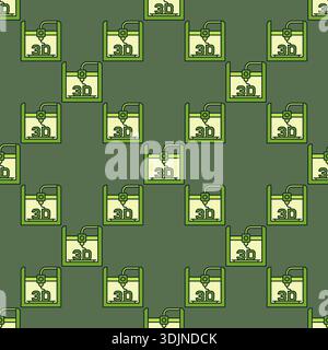 3D Printer vector Printing concept colored seamless pattern Stock Vector