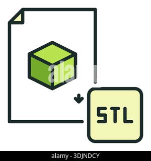 STL File for 3D Printing vector concept colored icon or sign Stock Vector