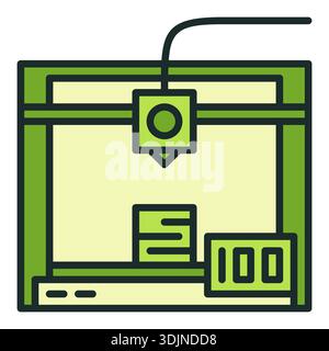 Green 3D Printer vector Additive Manufacturing concept colored icon or symbol Stock Vector