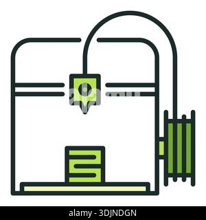 Vector Additive Manufacturing or 3D printer concept colored icon or symbol Stock Vector