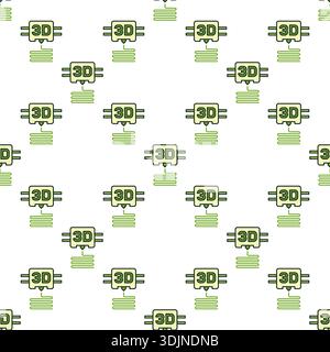 3D Printing vector Printer concept colored seamless pattern Stock Vector