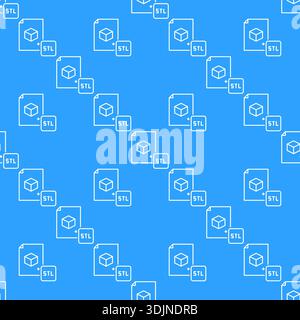 STL Document vector Additive Manufacturing concept seamless pattern in outline style Stock Vector