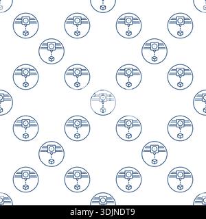 Cube 3D Printing vector Additive Manufacturing concept round seamless pattern in thin line style Stock Vector