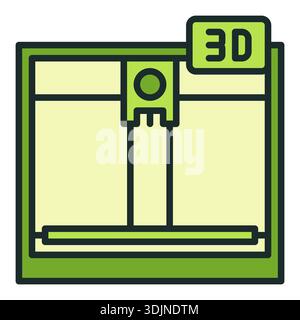 Vector 3D Printer concept colored creative icon or logo element Stock Vector
