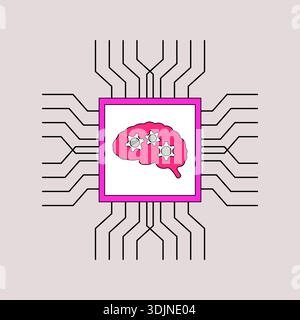 Computer chip and artificial intelligence Stock Vector
