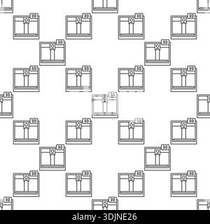 Vector 3D Printer concept linear simple seamless pattern Stock Vector