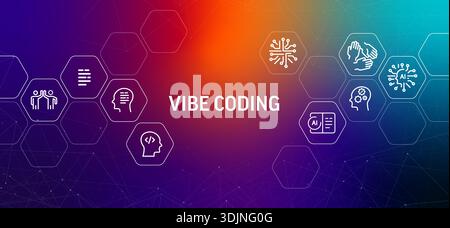 vibe coding concept representing artificial intelligence and human developer collaboration software engineering web development Stock Vector