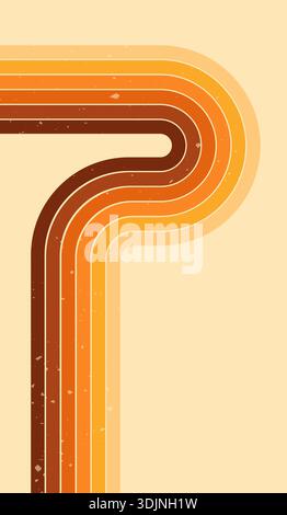 Retro groovy vertical composition with a stripe warm color rainbow. Stock Vector