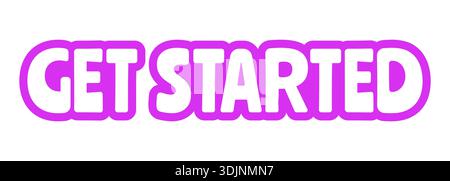 Get started bold purple outline cta sticker Stock Vector