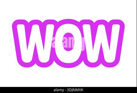 Wow bold purple outline cta sticker Stock Vector
