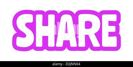 Share bold purple outline cta sticker Stock Vector
