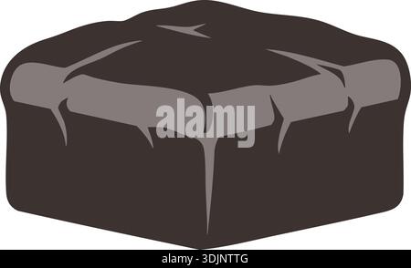 Simple flat illustration of a dark stone block with rough edges and shading Stock Vector