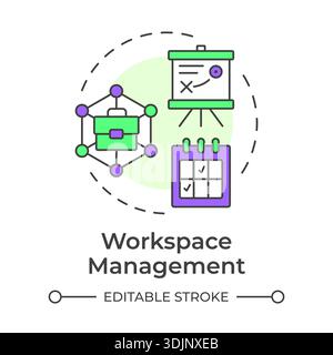 Workspace management multi color concept icon Stock Vector