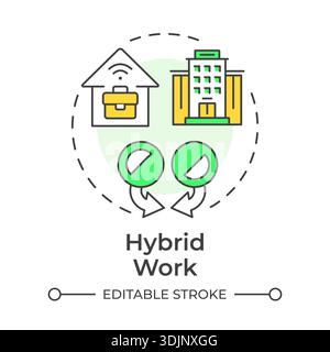 Hybrid work multi color concept icon Stock Vector