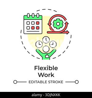 Flexible work multi color concept icon Stock Vector