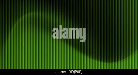 Modern abstract background featuring vertical green stripes with fluid dark wave overlay. Elegant curved gradient design with sleek high-tech aestheti Stock Photo
