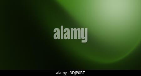 Abstract background featuring a smooth, curved gradient of deep forest green and black. Minimalist design with soft liquid lighting and silk-like text Stock Photo