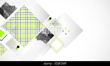 Abstract geometric background with grid and square elements. Vector illustration. Stock Vector