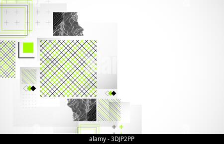 Abstract geometric background with grid and square elements. Vector illustration. Stock Vector