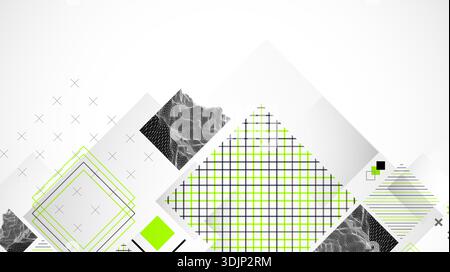 Abstract geometric background with grid and square elements. Vector illustration. Stock Vector