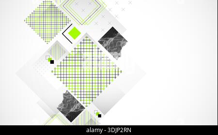 Abstract geometric background with grid and square elements. Vector illustration. Stock Vector