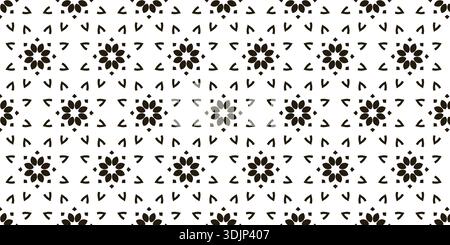 Seamless geometric floral background with repeating symmetrical flower pattern Stock Vector
