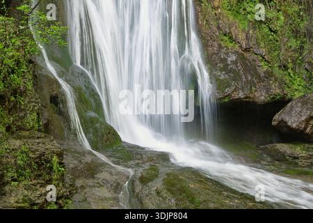 The Cascade d'Autoire waterfall in summer. A 30 meter high waterfall near Autoire in Lot Occitanie Southern France Stock Photo
