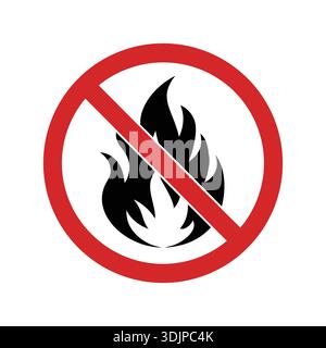 No Fire Prohibition Sign Flammable Warning Vector Stock Vector