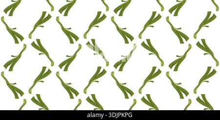 Seamless Pattern with Hand Drawn Green Leek Stock Vector