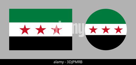 Syria country round, rectangular flags. New circular icon national flag of Syrian Arab republic. Set of Syria flag in circle, rectangle shapes button Stock Vector