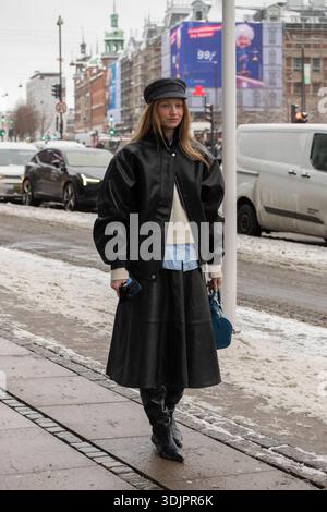 Guests arriving at Copenhagen Fashion Week Jan. 2026 Stock Photo
