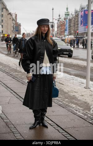 Guests arriving at Copenhagen Fashion Week Jan. 2026 Stock Photo