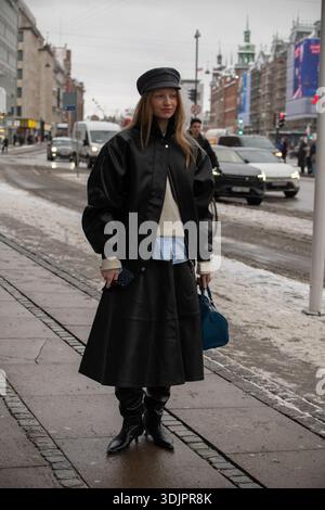Guests arriving at Copenhagen Fashion Week Jan. 2026 Stock Photo