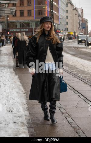 Guests arriving at Copenhagen Fashion Week Jan. 2026 Stock Photo