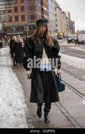 Guests arriving at Copenhagen Fashion Week Jan. 2026 Stock Photo