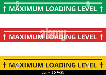 Green, red and yellow maximum loading level signs isolated on a white background Stock Vector