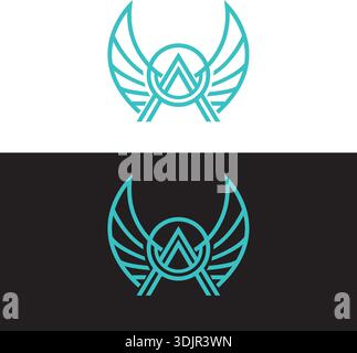 A logo winged airplane logo icon for the pilot modern corporate, abstract letter logo Pro Vector Stock Vector