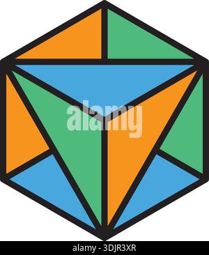 A green and yellow puzzle pyramid, vector, color drawing or illustration Stock Vector