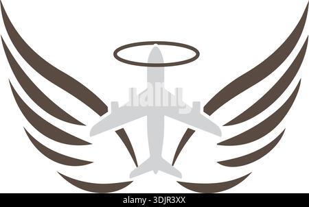 Aircraft, airplane, airline logo label. Journey, air travel, airliner symbol. Vector illustration Free Vector Stock Vector