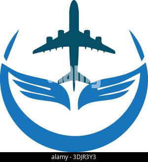 Aircraft, airplane, airline logo label. Journey, air travel, airliner symbol. Vector illustration Free Vector Stock Vector