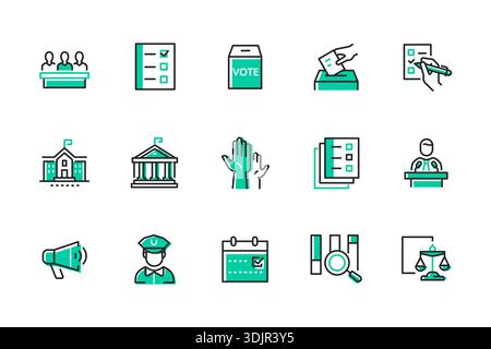 Elections - set of line design style icons Stock Vector
