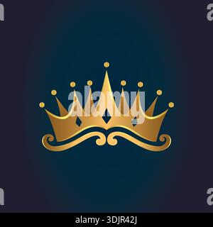 Luxury gold royal king crown icon silhouette Crown royal logo design template Stock Vector
