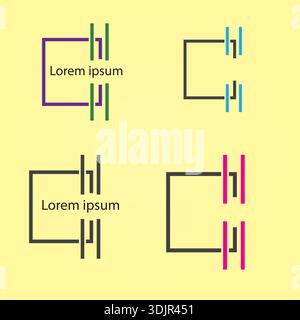 letter bc abstract colorful line geometric logo vector Pro Vector Stock Vector