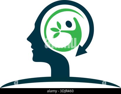 Human head tree with leaves logo icon illustration. Human head brain tree vector design. Pro Vector Stock Vector